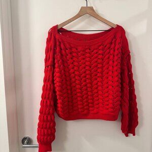 NEW Alice+Olivia Red Oversize Sweater Womens Size XL
